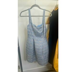 Maeve Blue and White Textured Mini Dress